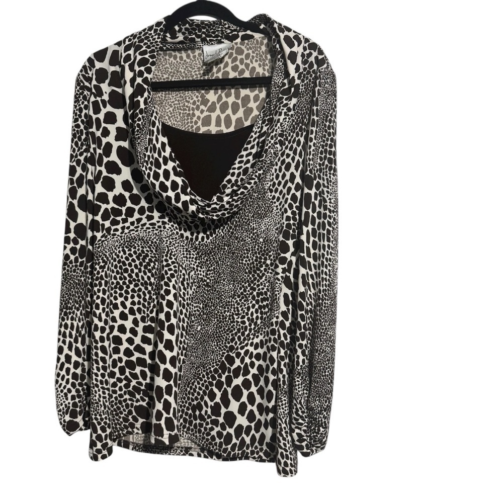 Joseph Ribkoff Leopard Print Tunic Top Career Wear Brown/Cream Size 12